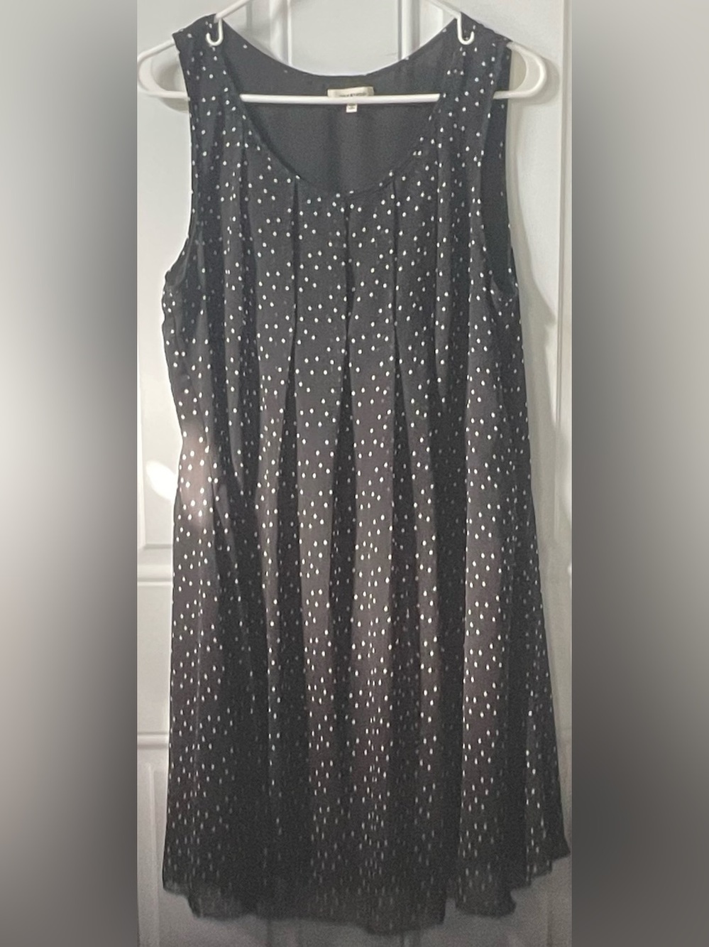 Max Studio Black A-Line Skirt with White Dot Print